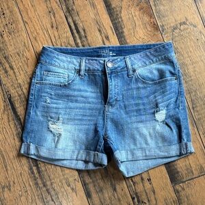 Time and Tru Women's Distressed Light Blue Jean Shorts